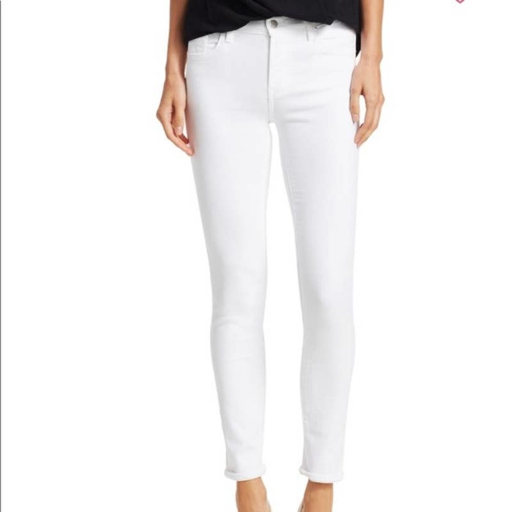 J Brand Mid Rise The Pencil Leg White Jeans Ankle Cut #1587 Size 28